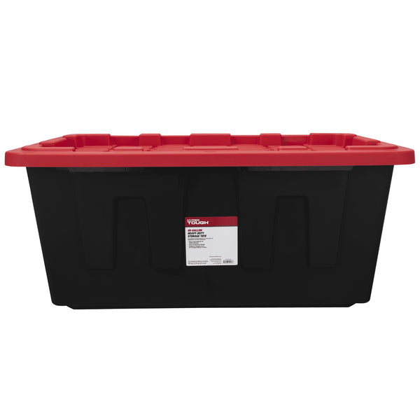 Hyper Tough 40 Gallon Snap Lid Plastic Storage Bin Container, Black with Red Lid, Size: 38.2 inch W x 22 inch D x 16.4 inch H