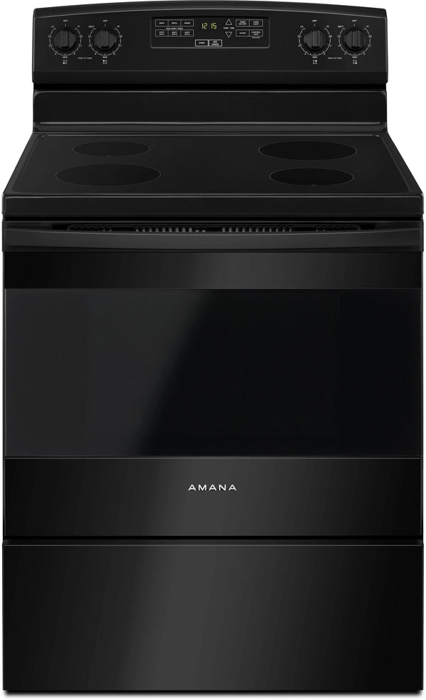 Amana AER6303MFB 30-Inch Electric Range with Extra-Large Oven Window - Black