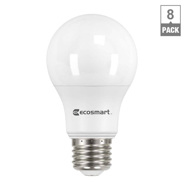 Ecosmart 60-Watt Equivalent A19 Dimmable Energy Star LED Light Bulb in Bright White (8-Pack)
