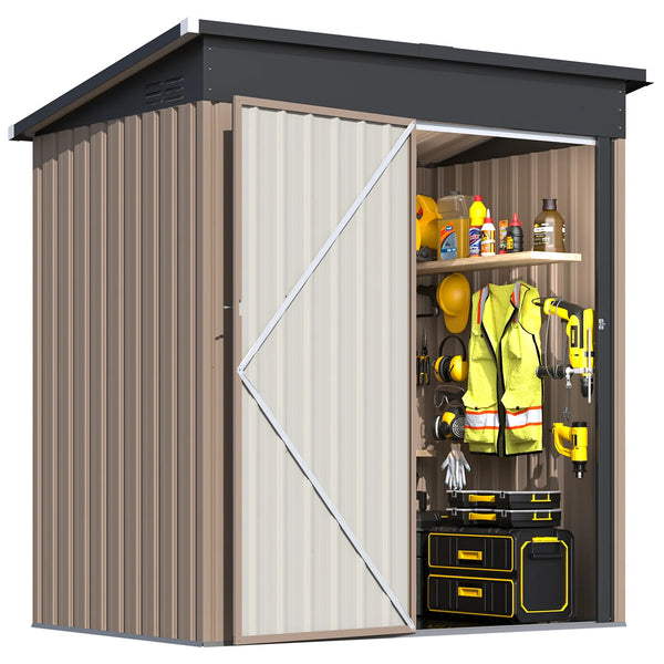 AECOJOY 5'x3' Outdoor Storage Shed with Floor Base, Tiny Utility and Tool Sheds