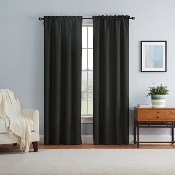 Eclipse Braxton Thermaback Window Curtain Panel, Black, 42" x 84"