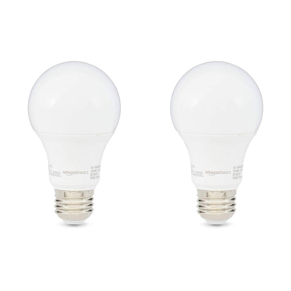 AmazonBasics 60W Equivalent, Soft White, Non-Dimmable, 10,000 Hour Lifetime, A19 LED Light Bulb | 2-Pack