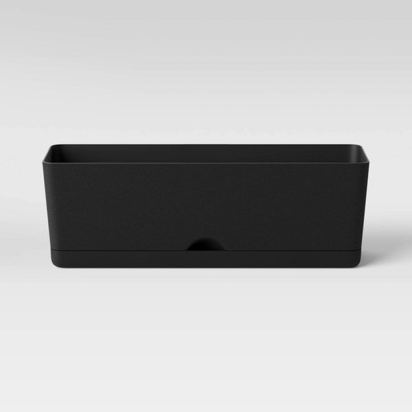24"x8" Indoor/Outdoor Rectangular Self-Watering Window Box Black (Room Essentials)