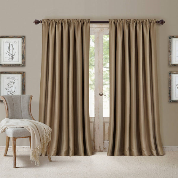 All Seasons Single Blackout Window Curtain Panel - 52" x 84" - Antique Gold - Elrene Home Fashions