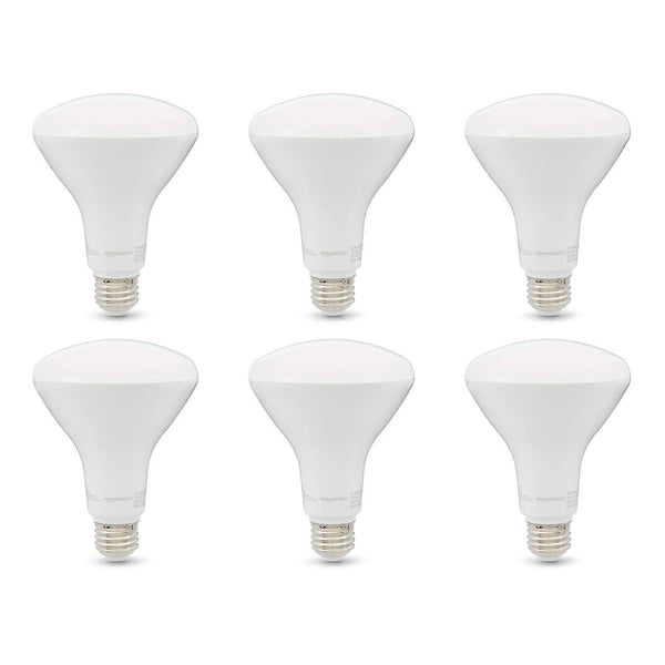 Amazon Basics 65W Equivalent, Soft White, Dimmable, 10,000 Hour Lifetime, BR30 LED Light Bulb , 6-Pack